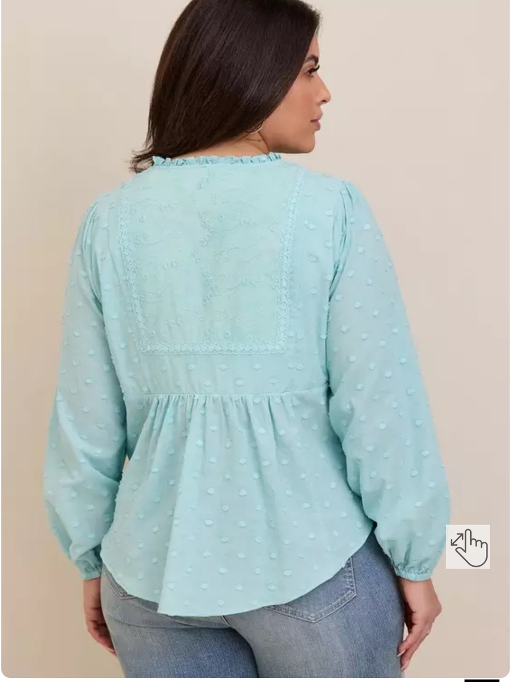 Torrid Clip Dot Pullover Blouse Canal Blue 4X Plus Size - Picture 2 of 8